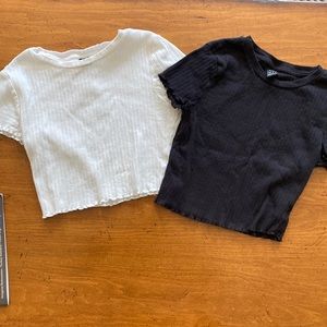 White and black crop tops